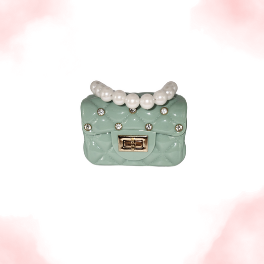 Light Green Diamond and Pearl Purse